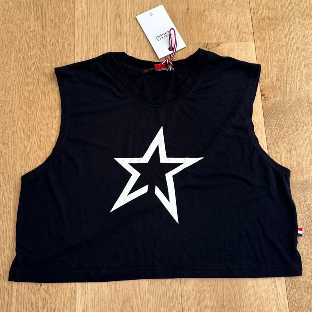 Perfect Moment Crop Tank Size L Black White
